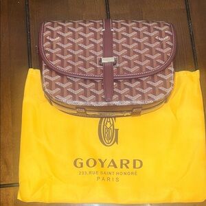 Designer Inspired Red and Brown Logo Crossbody Bag